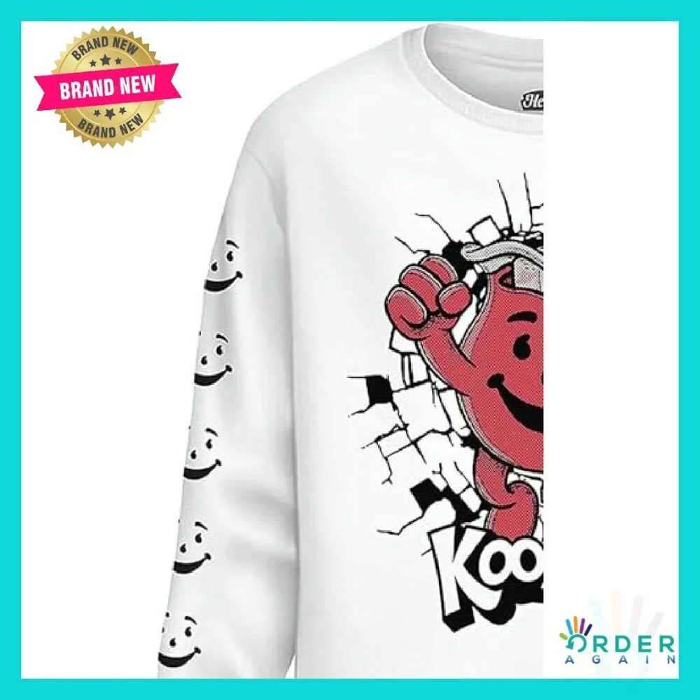 Retro Graphic Long Sleeve Tee Funny Vintage Kool-Aid Man Logo - Picture 5 of 6